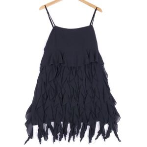 Le Lis Babydoll Dress Black Tiered Chiffon Party Cocktail Evening Womens Large